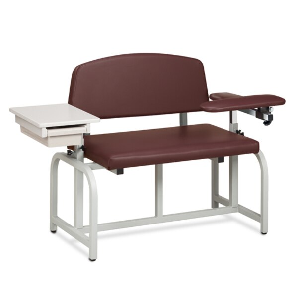 Clinton Bariatric, Blood Chair w/ Padded Flip Arm & Drawer, Black 66002B-3BK